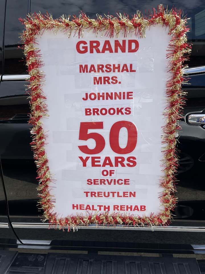 Banner celebrating Johnnie Brooks for 50 years of service